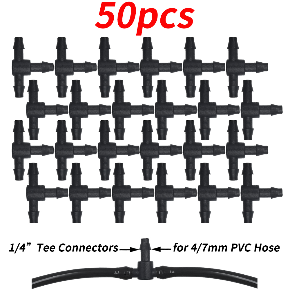 Garden Water Connector Drip Irrigation for 1/4'' & 1/8'' Tubing Hose Accessories Joint Barbed Tees Cross Eng Plug Adaptors: Red