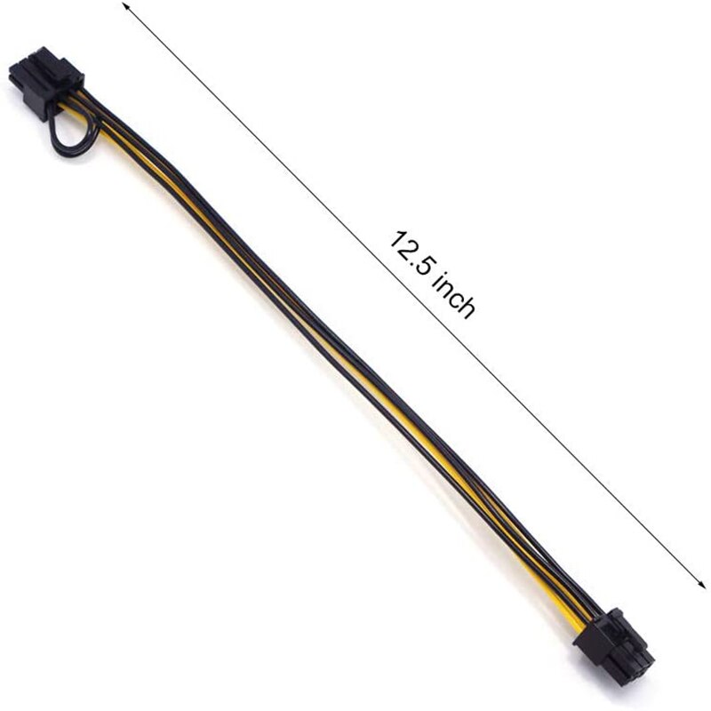 PCIe 6 Pin Male to 8 Pin (6+2) Male PCIe Adapter Power Cable PCI Express Extension Cable 12.5 Inches