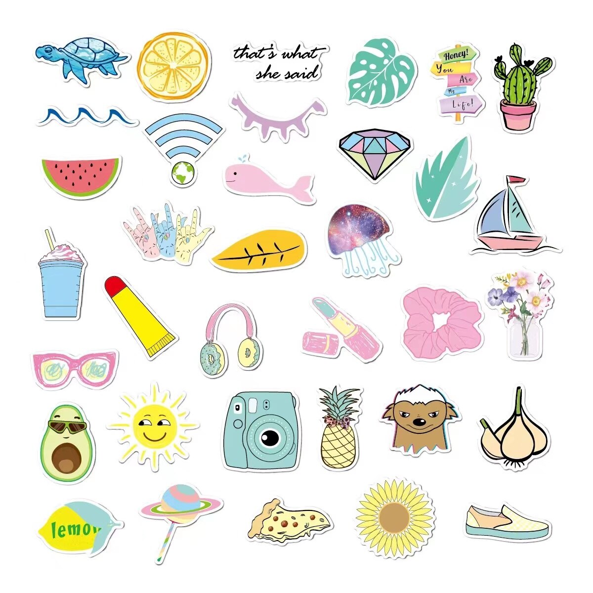 50PCS Cartoon INS Style Vsco Girl Stickers For Laptop Luggage Stickers For Moto Car &amp; Suitcase Cool Laptop stickers: Classic / 30PCS