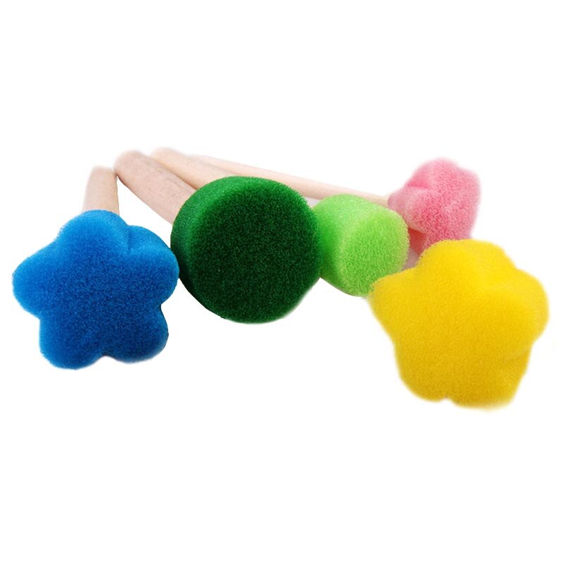 5pcs Kids Toddler Sponge Stamp Brush Kits Flower Drawing Toys for Children Paint Educational Art and Craft Creativity Boys Girls