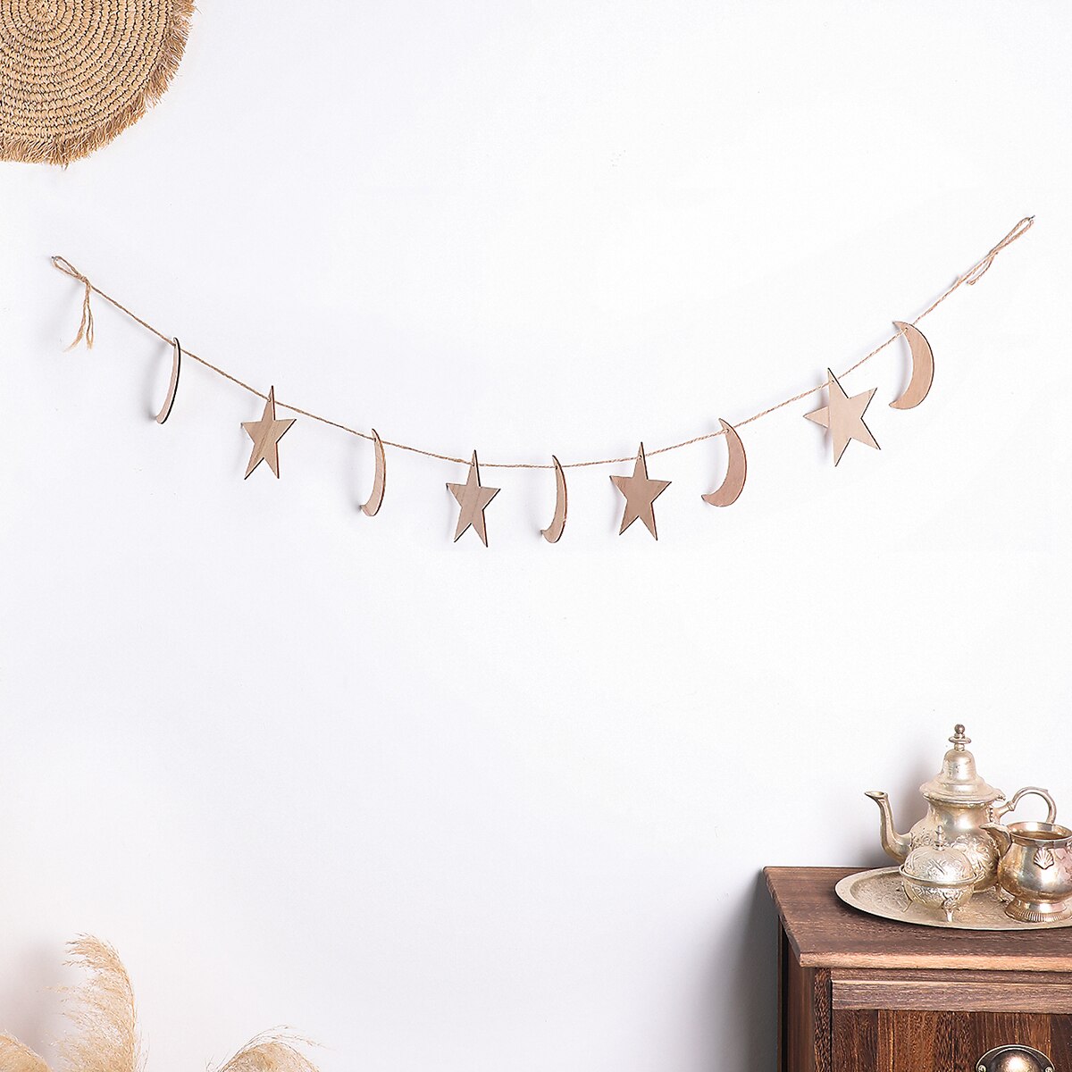 Moon Phase Wall Hanging Boho Home Decor Modern Celestial Phases Decoration Art Wall Decor for Bedroom, Living Room: moon star