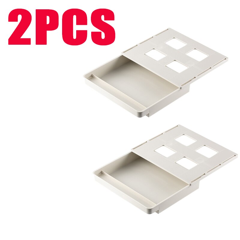 Self Stick Pencil Tray Under Desk Drawer Organizer Table Storage Box Self-adhesive Hidden Organizer Office Stationery Organizer: 2pcs 04 big