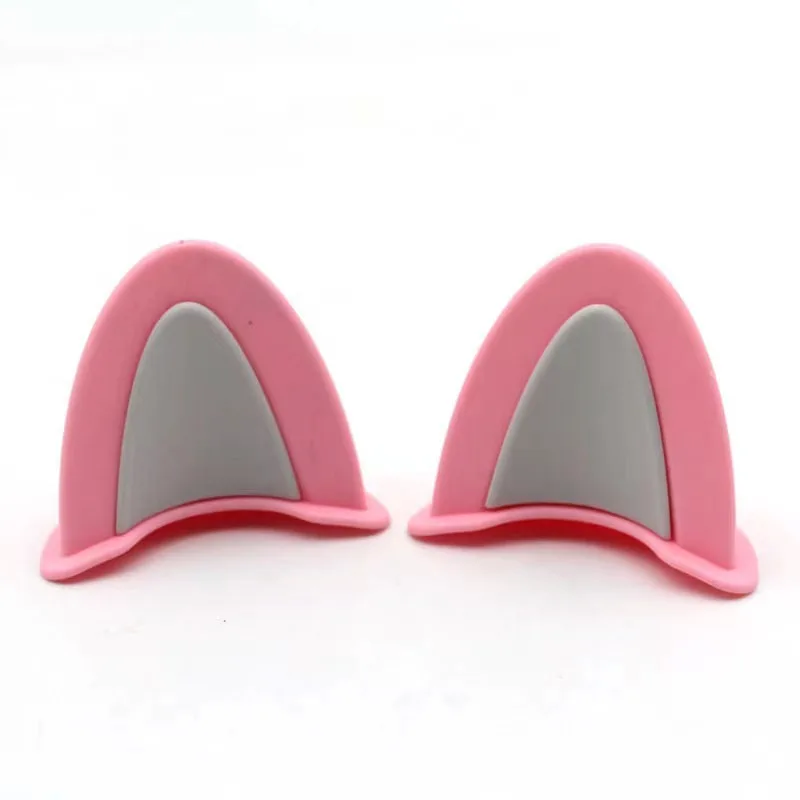 Universal Helmet Cat Ears Decoration Motorcycle Electric Car Driving Styling Cute Cat Ears Stickers Decor Helmet Accessories: Clear