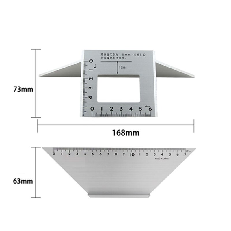 Japanse Aluminium Vierkante Hoek Heerser 45 Graden 90 Graden Gauge Gradenboog Voor Multifunctionele Timmerman Houtbewerking Tool