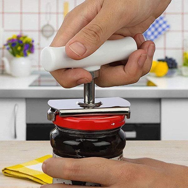Stainless Steel Lids Off Jar Opener Manual Stainless Steel Easy Can Jar Opener Adjustable 1-4 Inches Cap Lid Openers Tool Kitche