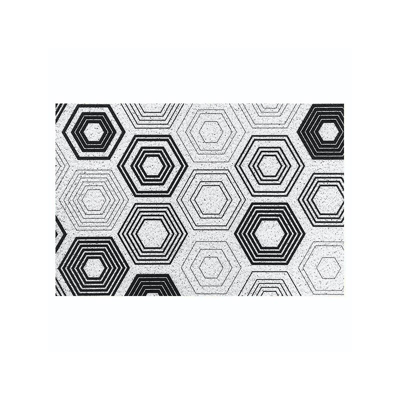 Geometric polygon printed pvc door mat home entrance dust-proof anti-slip carpet floor kitchen bathroom rug washable can be cut: Striped-hexagon / 40x60cm