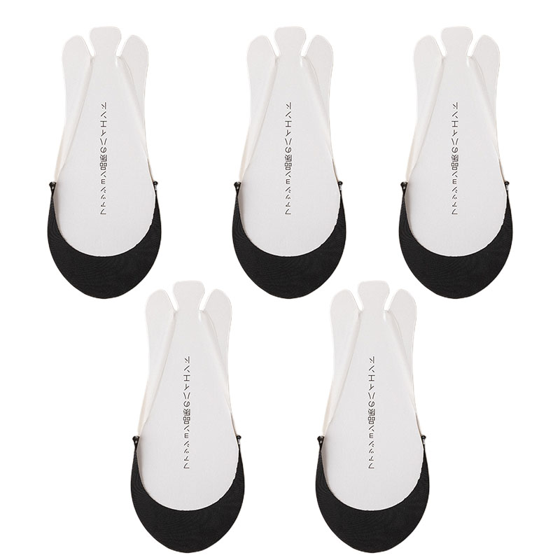 5Pairs Women's Socks Ultrathin Breathable Invisible Half Feet No Show Low Cut Boat Socks Invisible Ice Skil Sock Ladies Sokken: Beige