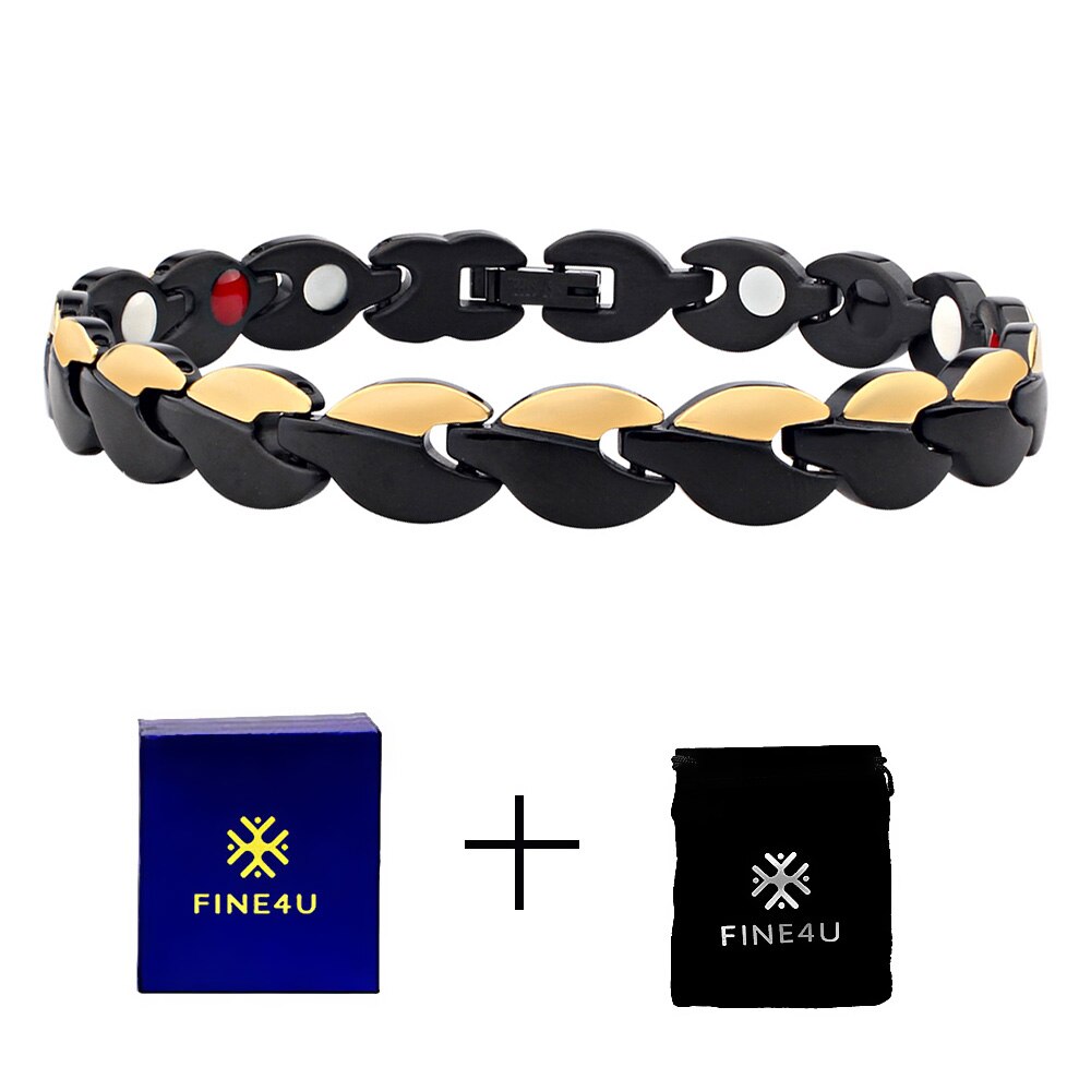 Cienki4U B379 bransoleta ze stali nierdzewnej bransoletka przeciw zmęczeniu dla kobiet mężczyzn magnetyczna bransoletka lecznicza: Black3