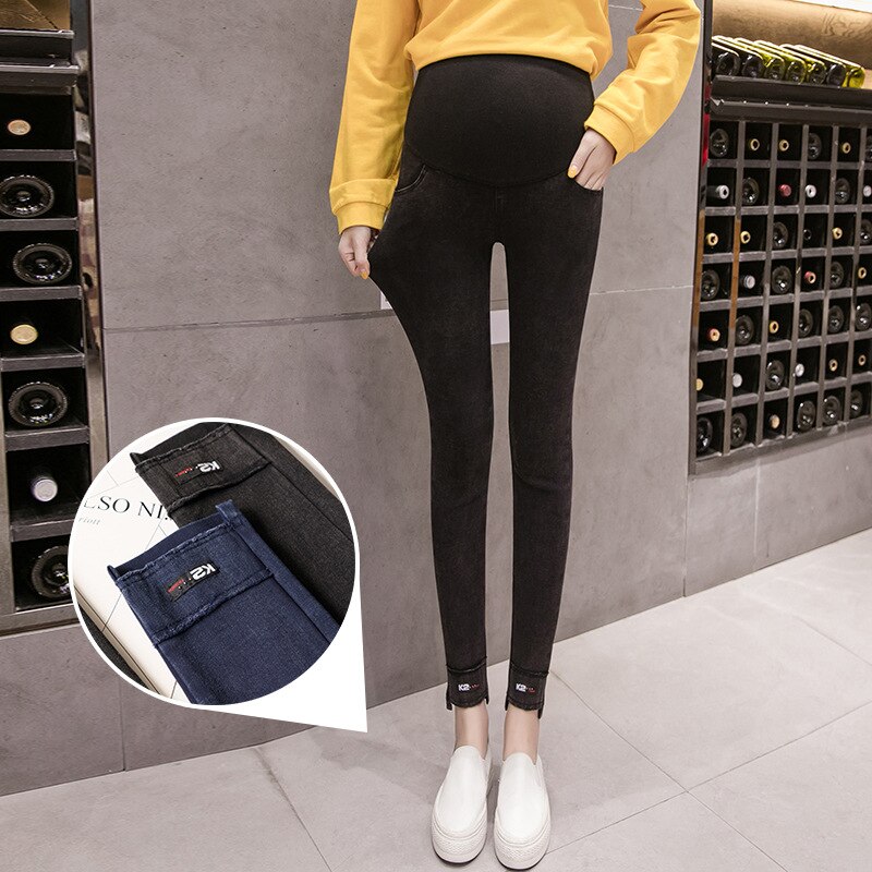 Jean slim pour femmes enceintes, vêtement de maternité, pantalon extensible, Denim Gravidas, printemps été