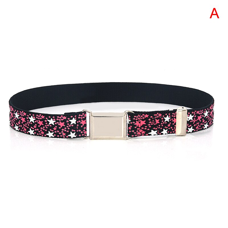 Justerbare børn unisex lærred bælter drenge piger elastisk bælte alu spænde longe 55 cmx 2.5cm: -en