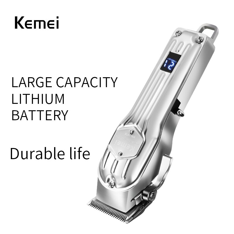 Kemei-1983 Barber All Metal Rechargeable Hair Clipper Electric Hair Trimmer Haircut Shaver Beard Trimmer Machine