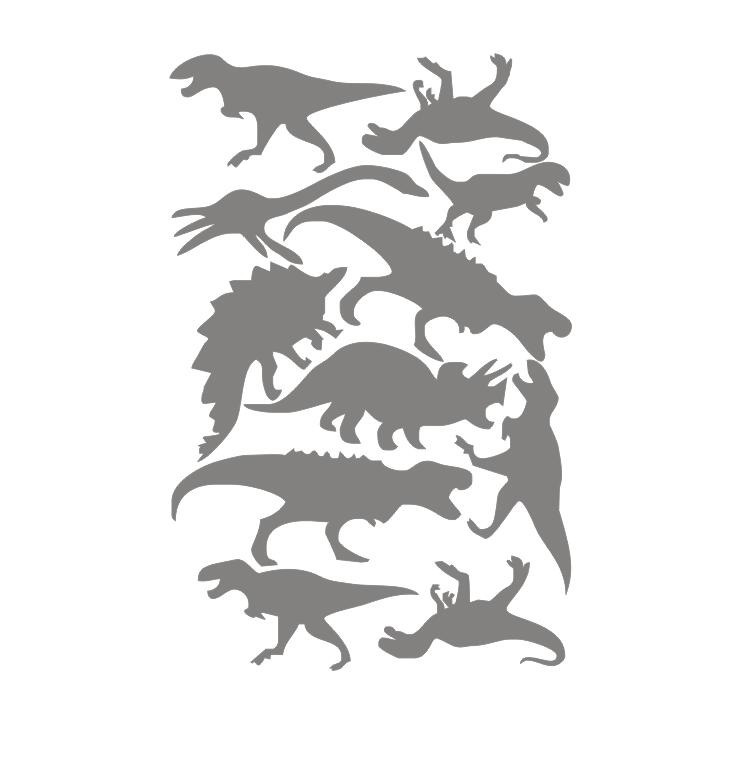Cartoon Removable Jurassic Park Dinosaur Animal Shape Wall Stickers For Kids Rooms Nursery Art Mural Decor DIY Vinyl Wall Decals: Dark  Gray
