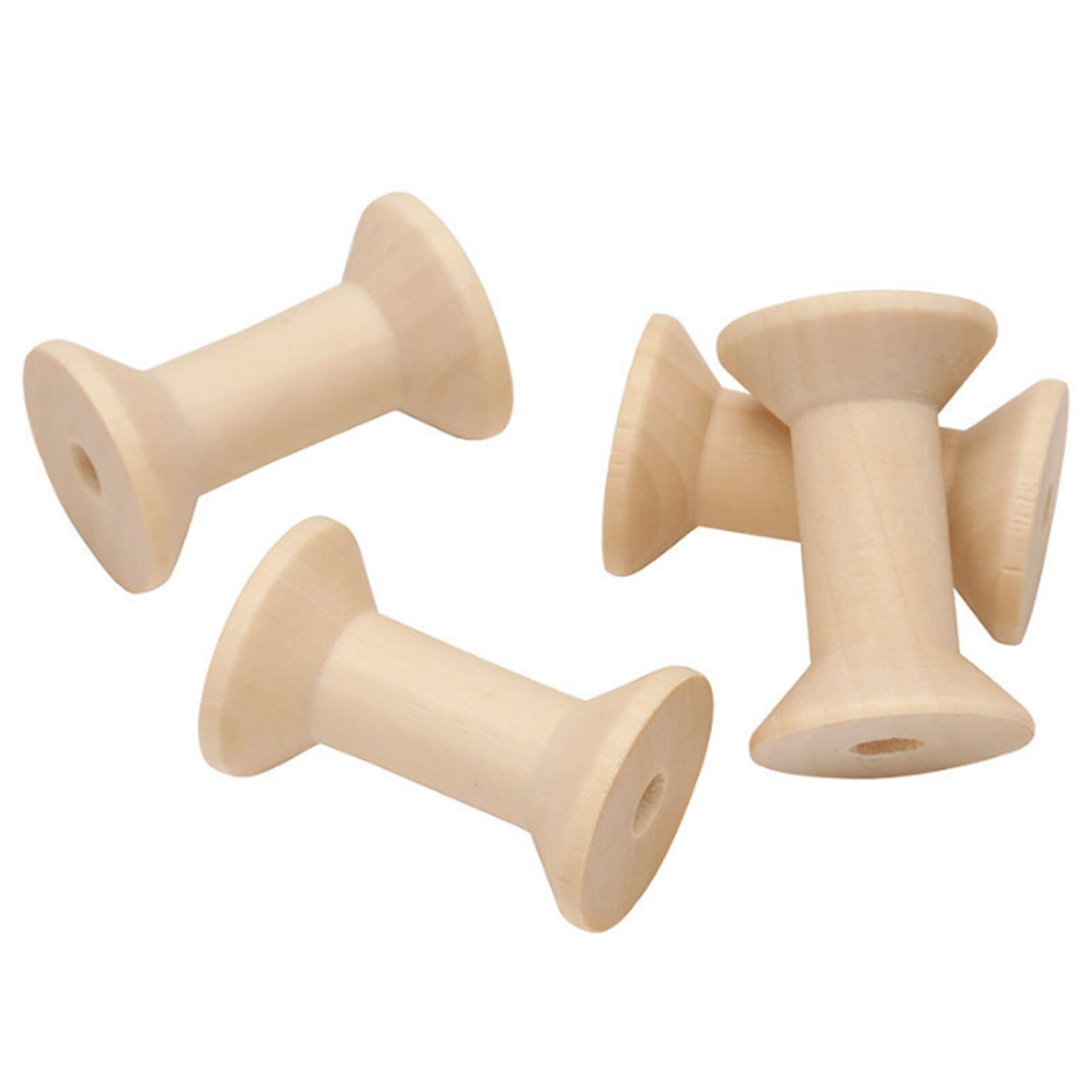 24Pcs Wooden Empty Thread Spools Large Unfinished Wood Spools Wire Weaving Bobbins for Arts Crafts Cord Roll