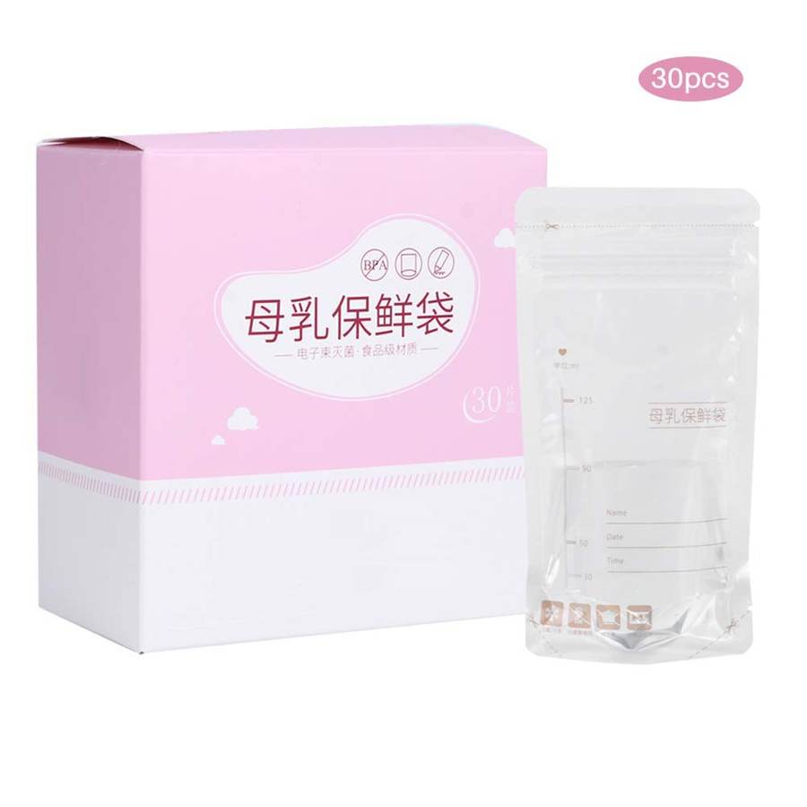 Babymad opbevaring 30 stk 125ml modermælk opbevaringspose engangs lækagesikker modermælkspose med stor kapacitet baby fodringsboks