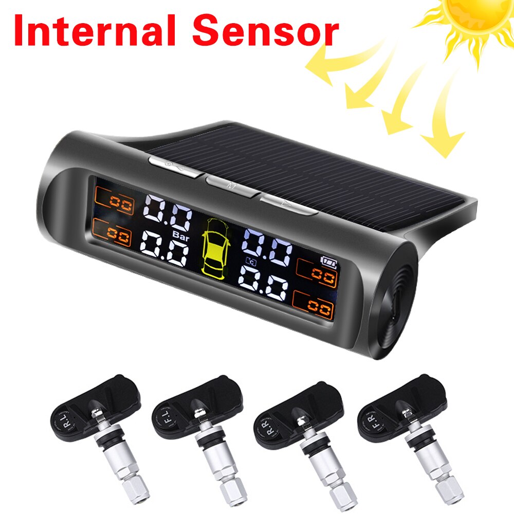 Tpms solenergi tpms bildekktrykk alarm Observere autosikkerhetssystem dekktrykk 360 justerbar temperaturadvarsel: T3- tommer