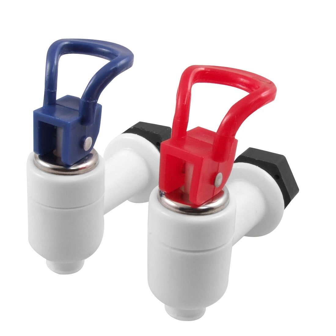 2 Pcs Plastic Water Dispenser Machine Faucet Tap Red Blue White