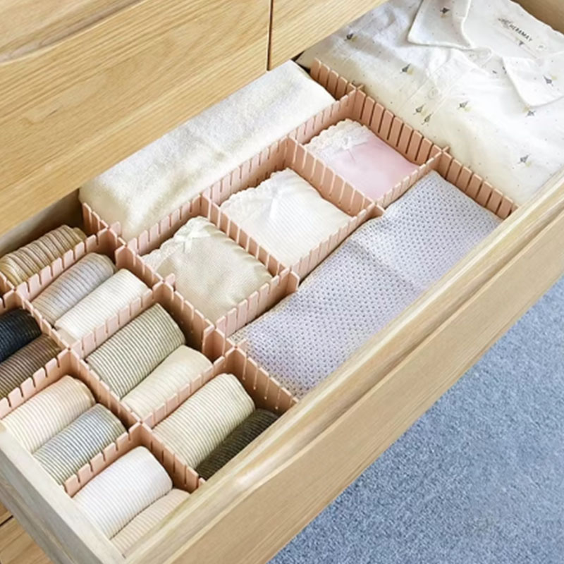 4Pcs/Set Adjustable DIY Plastic Storage Partition Board Drawer Divider Combination Partition Board Space-Saving Drawer Organizer