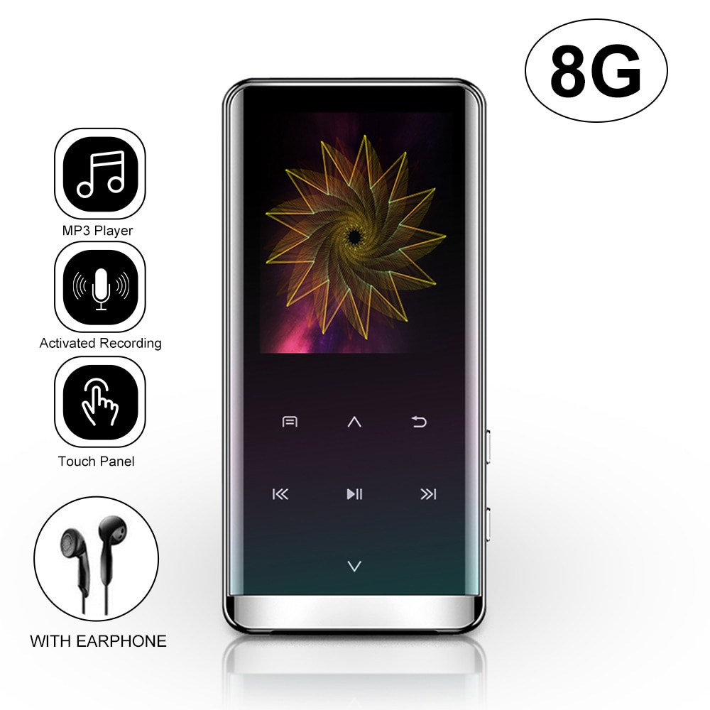 Tragbarer digitaler musikplayer für mp3 spieler mit touch-tasten, fm-radio, bluetooth-funktion und 3.5mm kopfhörern  mp3