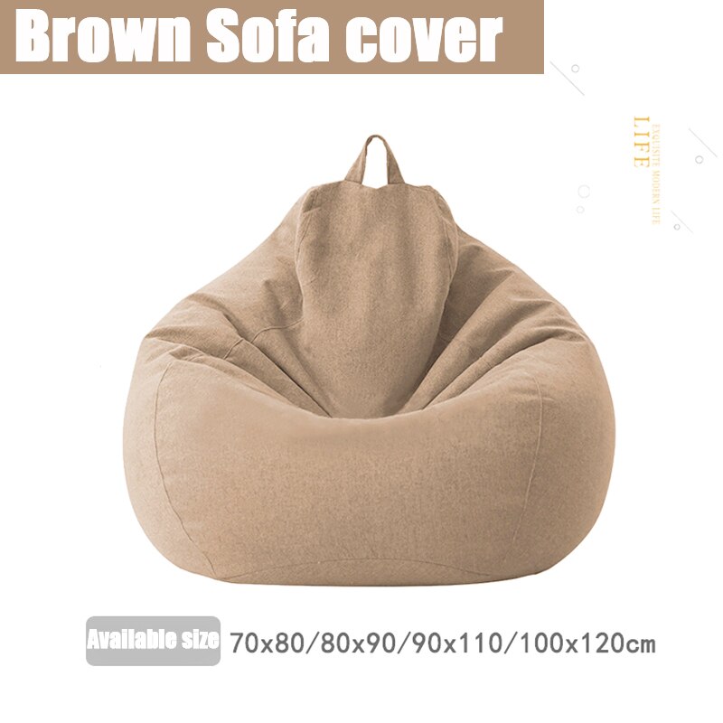 Housse de canapé bouffante sans remplissage, en tissu de lin, siège long, Pouf bouffant, Tatami, Salon: Brown-Sofa cover / 80X90cm