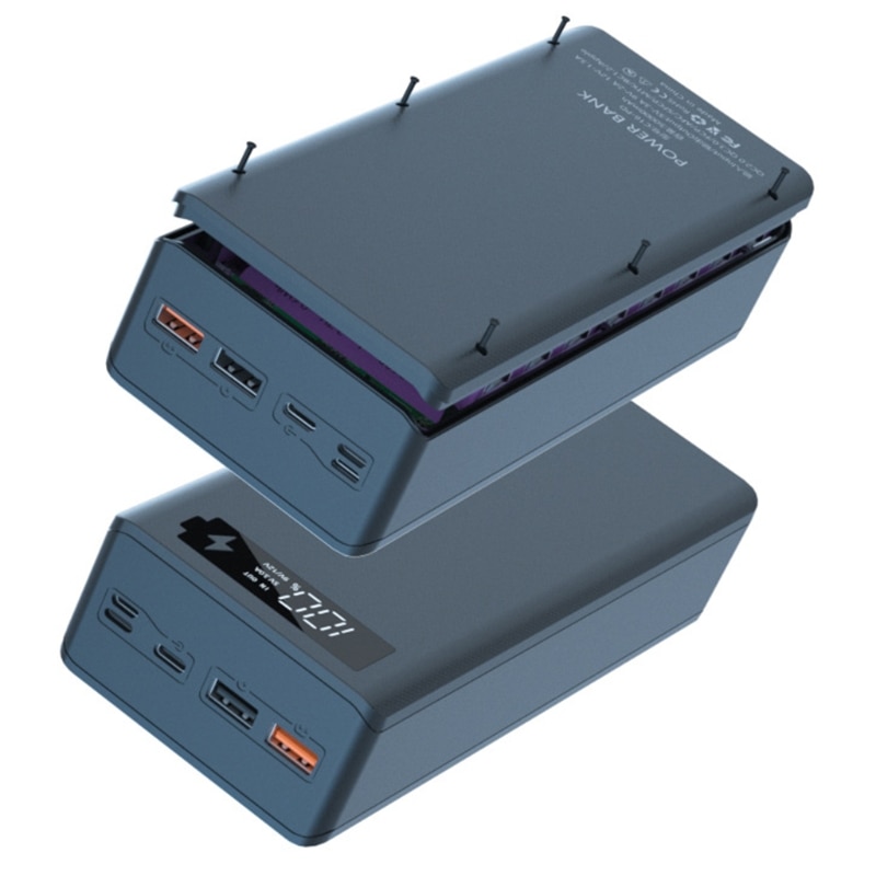 Scatola di ricarica Wireless 5W/10W senza batteria Display LCD QC3.0 PD staccabile custodia per batteria fai da te 16x18650 Shell Power Bank
