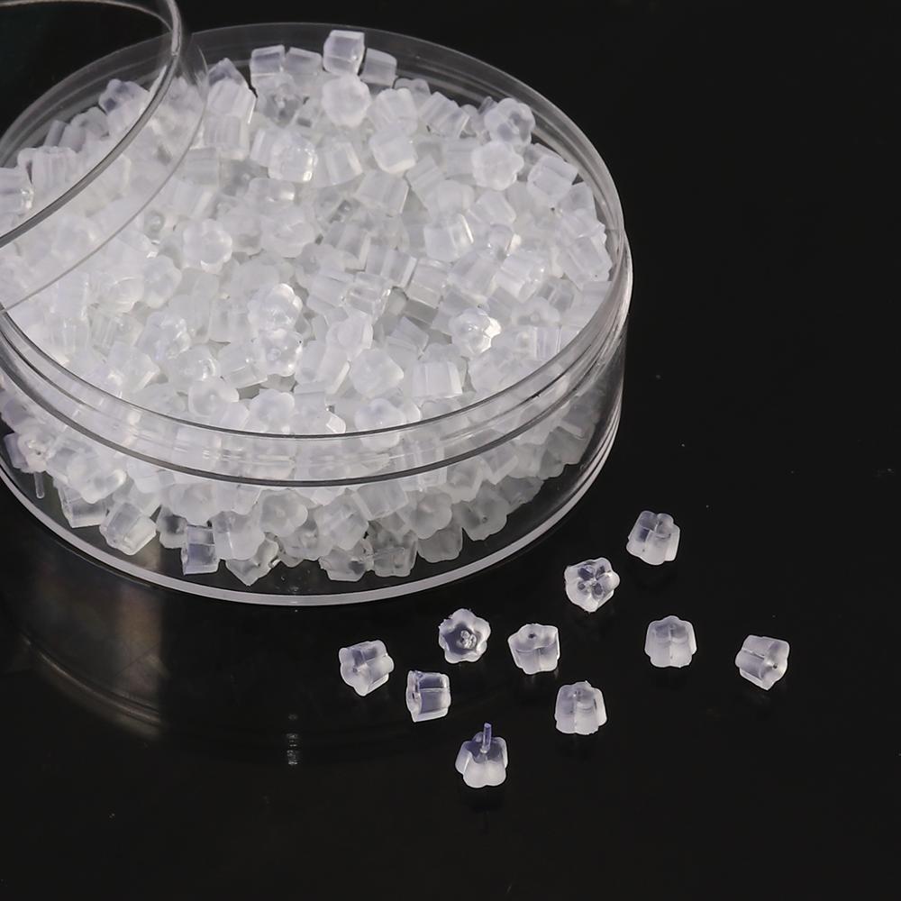 Doreen Scatola 1 Scatola di Gomma di silicone e Metallo dell'orecchino Torna orecchio Noci Chiusura Trasparente Orecchino di Risultati Dei Gioielli FAI DA TE di Risultati Materiali: 600pezzi-4x4mm