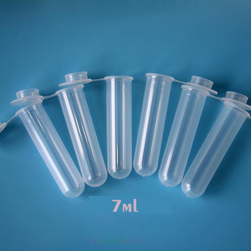 100PCS 7ml Plastic Centrifuge Tube With Lid Round Bottom Tubes Without Scale EP Tube Press Covers Seed Bottle Lab Supplies