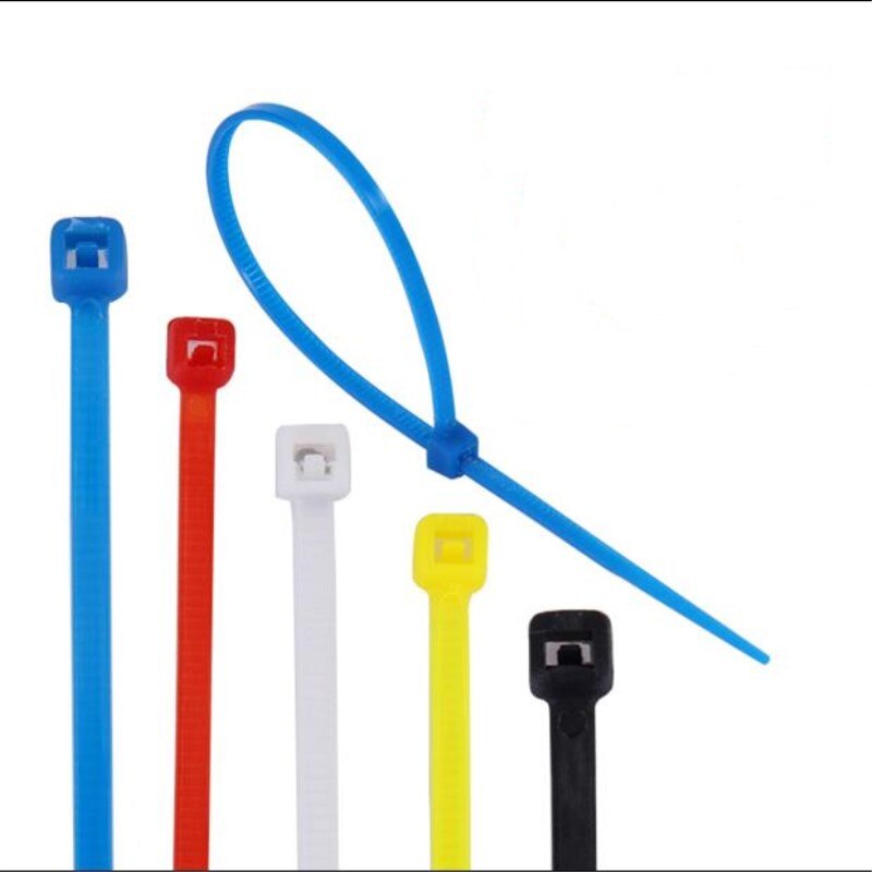 100 stk / farverig standard selvlåsende reb plast nylon kabelbindere wire lynlås selvlåsende plast wire lynlåse