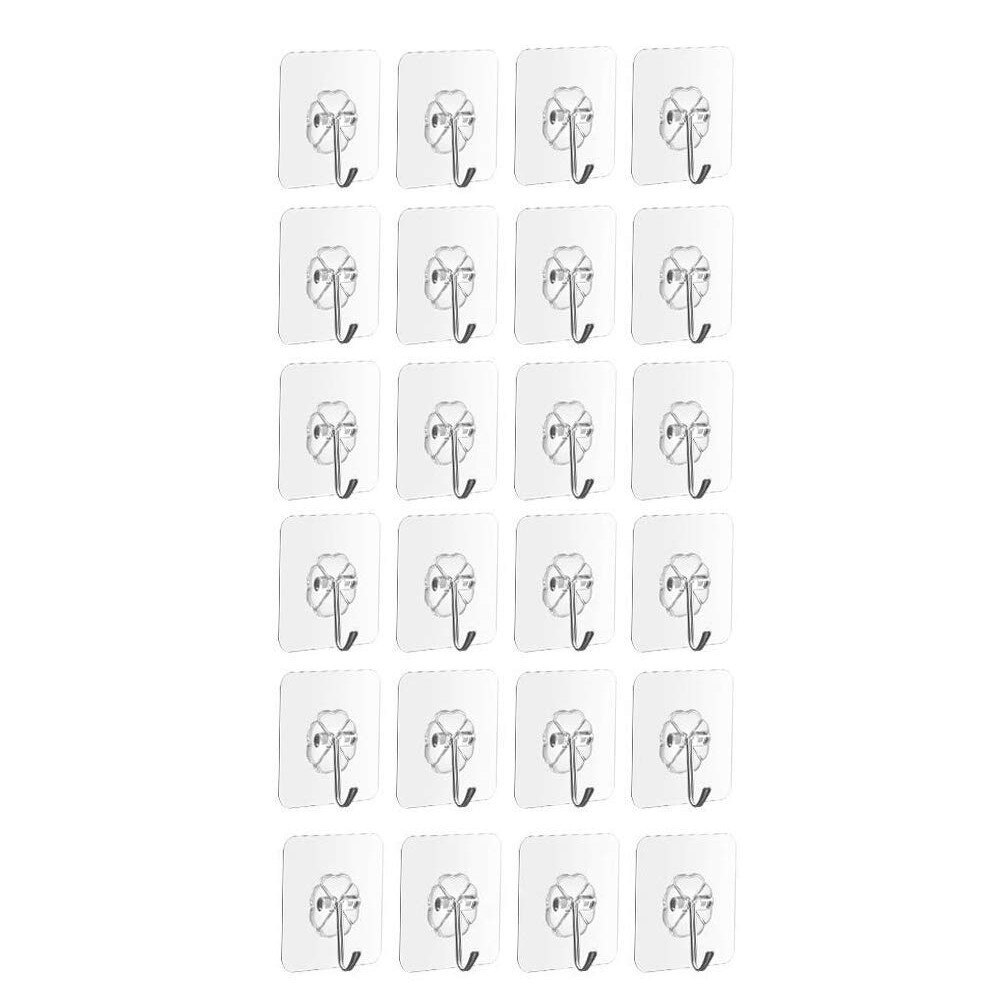 Crochets muraux à ventouse, 24 pièces, ventouse transparente forte, crochet adhésif sans couture pour cuisine salle de bains