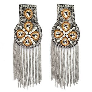 2 pc/pair Bead Rhinestone Kleding Patch Keten Omzoomd Prestaties Stadium Veelzijdige Jas Kwastje Epauletten Naaien Diamond Craft: 1464