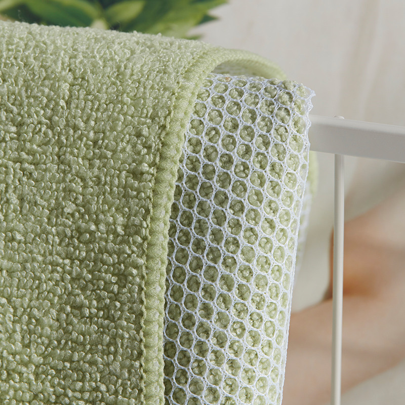 3 stk mikrofiberklud til opvask køkkenhåndklæde mikrofiberhåndklæde køkkenopvaske med nylonnet stærk renseklud