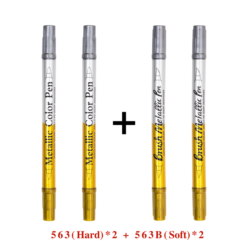 3-6 Pcs Double Head Metallic Marker Pens Gold/Silver 2.5mm Hard Head/brush Head Markers for Painting Stationery School Supplies: PURPLE