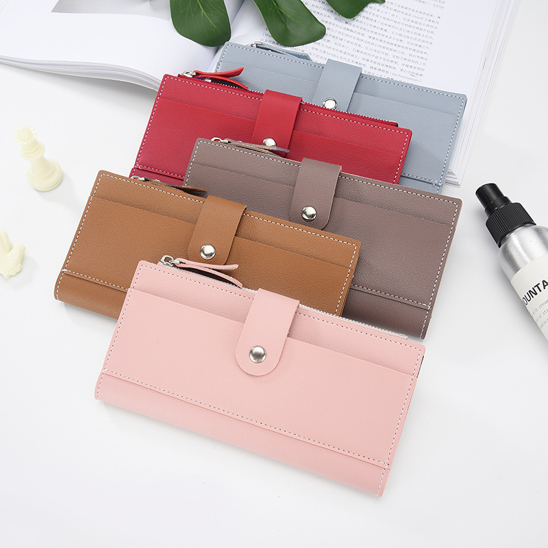 Cartera larga de piel para mujer, cartera con broche para mujer, , cartera para mujer, tarjetero para mujer , bolsillo para mujer y adolescente