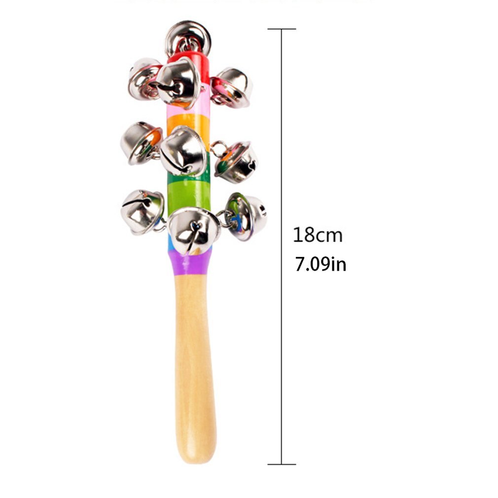 Baby Kids Hand Holding Bells Wooden Colorful Developmental Rattle Puzzle Toys Portability