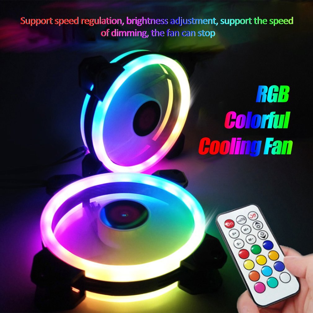 Pack de 3 ventiladores LED de refrigeración RGB de 120mm, 12V con Control remoto para ordenador y PC CPU