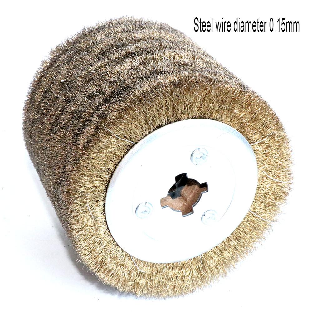 1 st rostfritt stål borsthjul trä öppen färg polering avgräshjul för elektrisk randmaskin