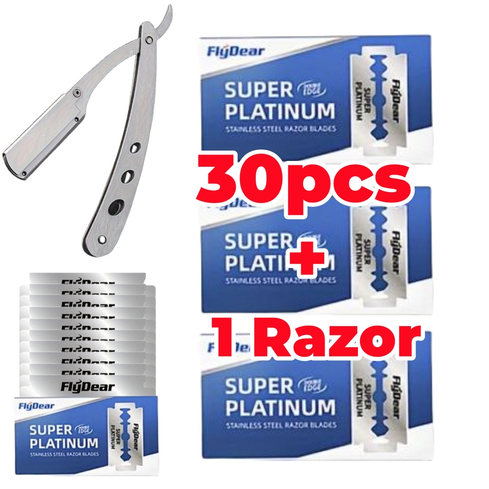 10/100 Stück Prämie-Rasierklingen aus Edelstahl mit doppelter Kante, scharfe Rasierer für alle Hauttypen für Rasuren, Bartschneiden, Haarentfernung: Silber