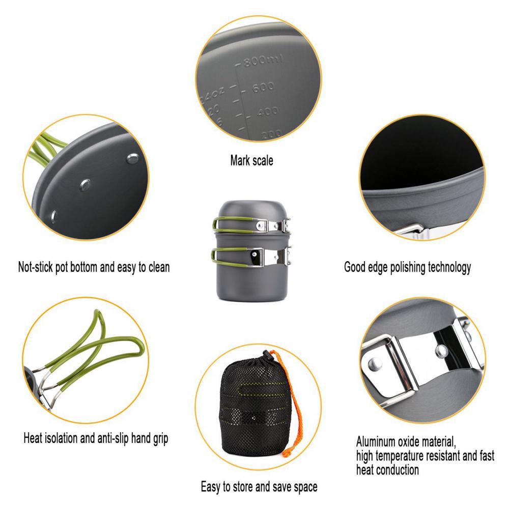 Camping køkkengrej kit udendørs aluminium kogesæt vand kedel pande gryde udendørs rejse vandreture picnic service udstyr