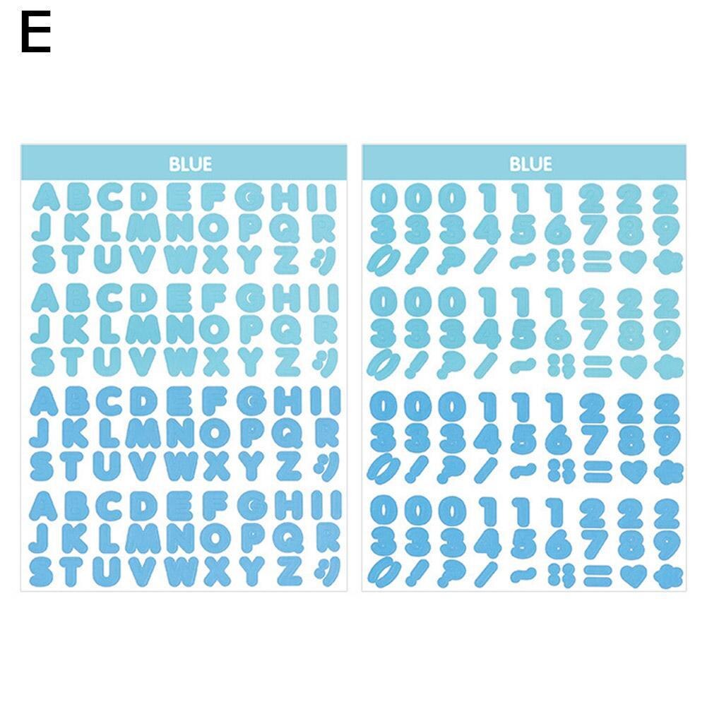 Korean 2pcs Number Digital Sticker Letter Alphabet Stickers Notebook Planner Stationery Scrapbooking Cute Journaling Decora Y1S0: blue