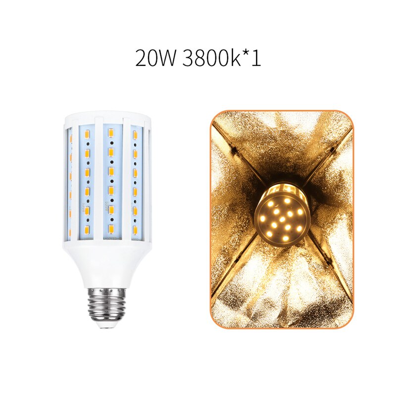 Photo Studio Softox Bulb Photography 5500K 3800K 20W LED Video Light Corn Lamp Light Bulb Daylight E27 Socket 16PCS: 1PCS Yellow
