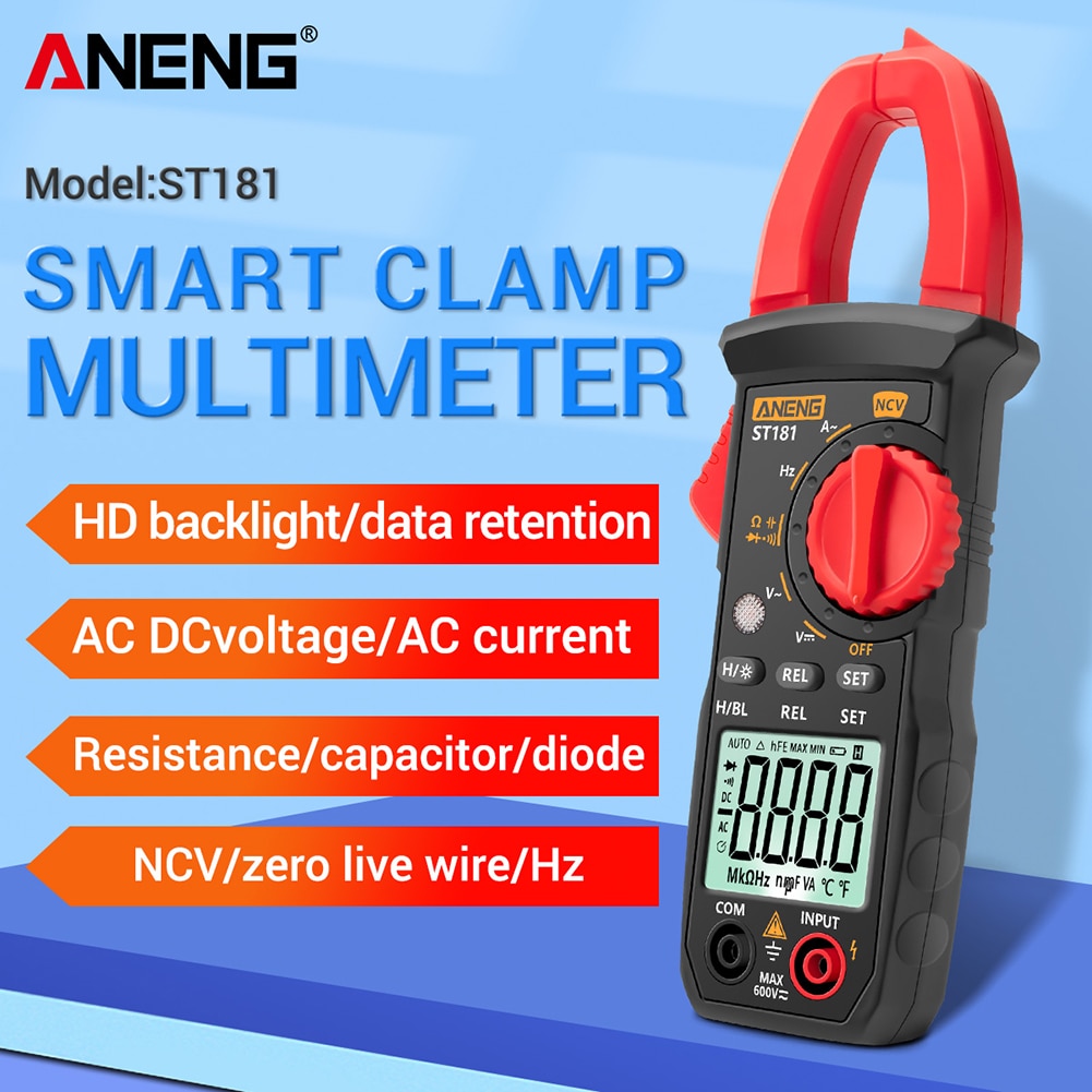 ST201 Digital Clamp Multimeter Resistance ohm Tester AC DC Clamp Ammeter Transistor Testers Voltmeter d Contact lcr meter