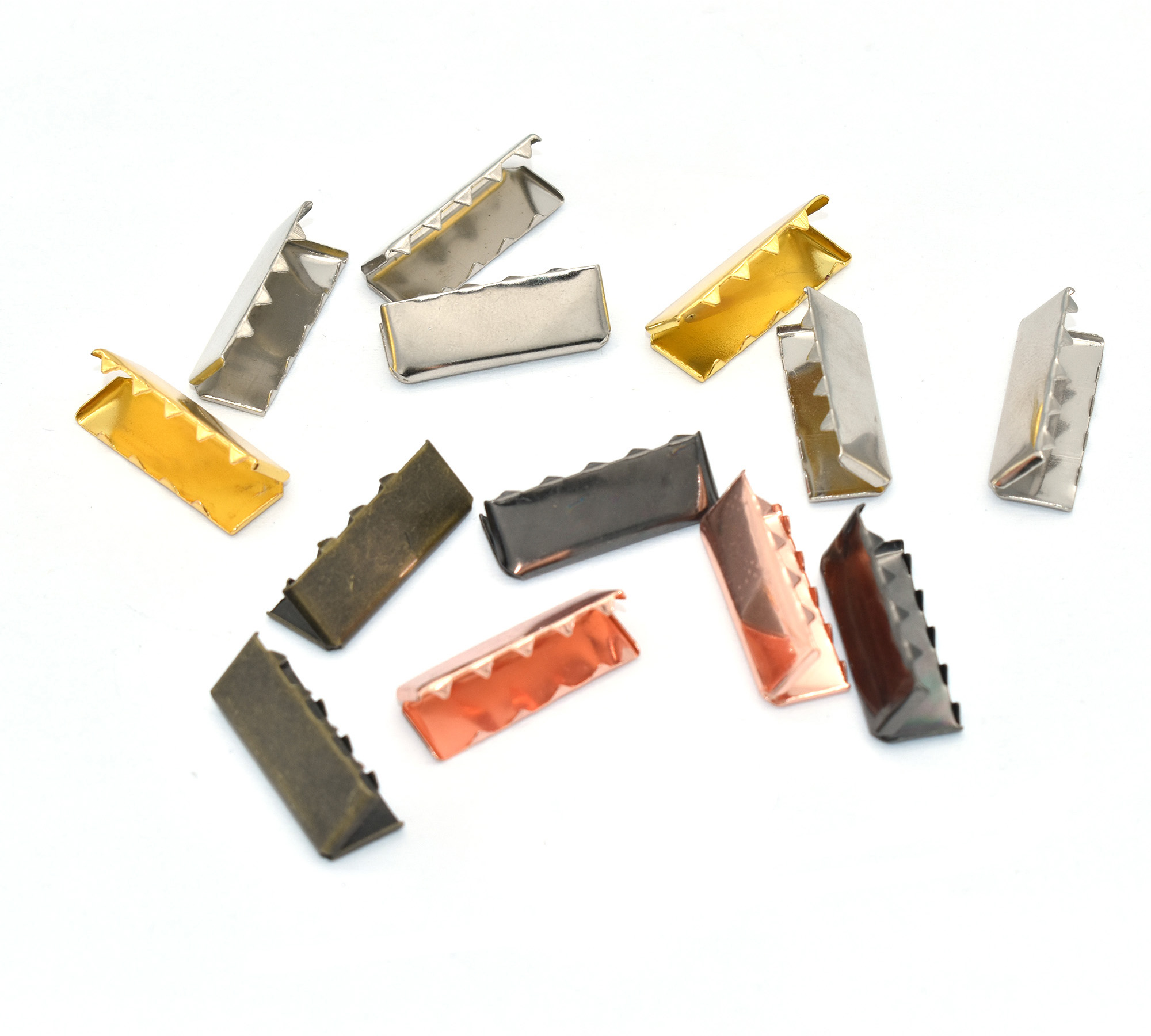 25mm Ribbon Clamps Ends Fasteners Clasps Cord Ends Cap Foldover Connectors for Leather Lanyard Strap Jewelry Making