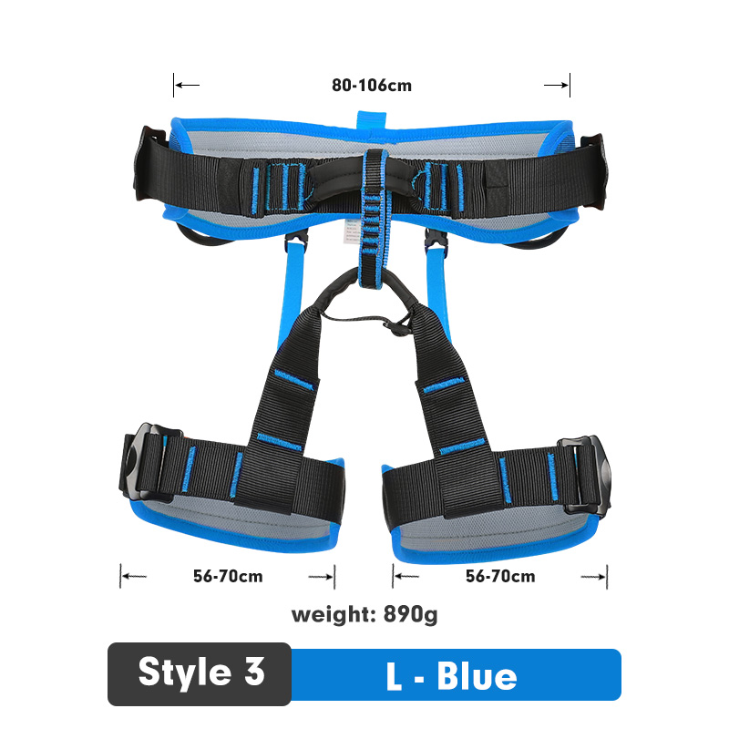 Xinda Outdoor Sports Safety Belt Rock Mountain Climbing Harness Waist Support Half Body Harness Aerial Survival: Style 3 L Blue