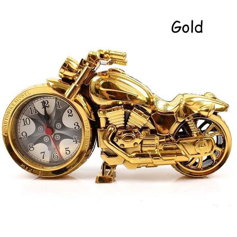 Form retro opskalere møbler gyldne motorcykel vækkeur hjem dekoratør motorcykel ur: Guld