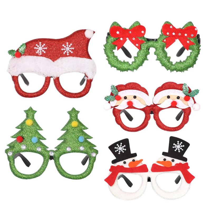 Kinderen Kerstman Antler Glazen Xmas Speelgoed Party Decor Cosplay Prop Ornamenten Xmas Ornamenten Kinderen Gunsten Cadeaus: C 5pcs