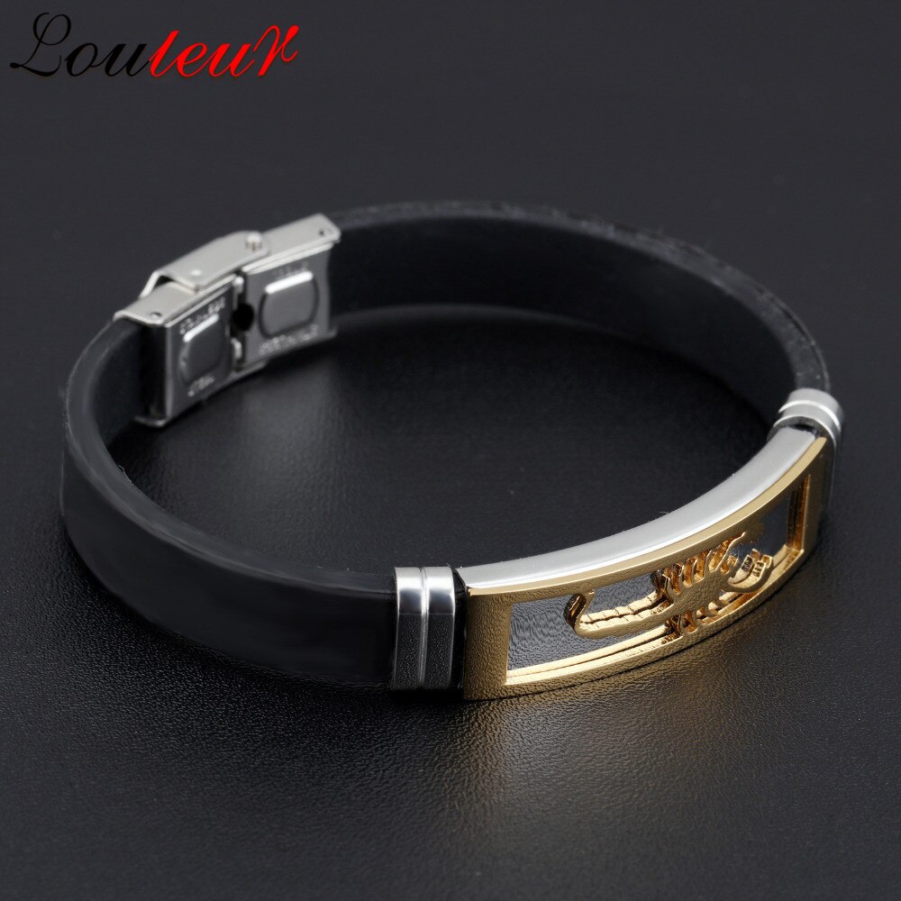 Louleur in Acciaio Inox Scorpione Zodiaco Braccialetto Degli Uomini Regolabile della Gomma di silicone braccialetto Braccialetti Degli Uomini Dei Monili Pulseras