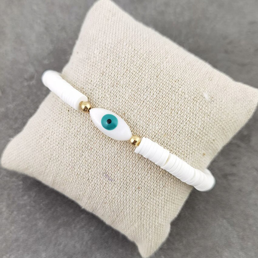 Ga Naar Het Strand Voor Zomer Armbanden Voor Vrouwen Kleurrijke Polymeer Klei Kralen Armband Eye Shell Armbanden