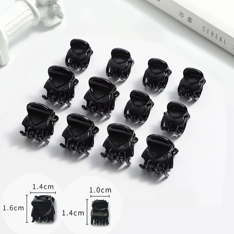 Mini pasadores coreanos de plástico para niña y mujer, pinzas para el pelo, pinzas de cangrejo para el pelo, herramienta de maquillaje, accesorios para el cabello, 12 Uds.: 04