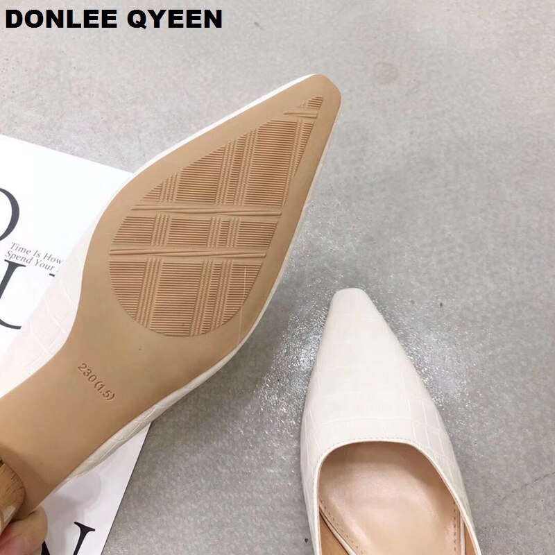 DONLEE QUEEN Women Low Heel Slippers Slip On Mules Pointed Toe Shallow Women Shoes Dress Shoes Female Chaussure Slippers
