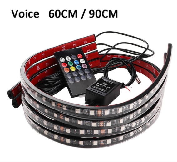 Coche LED luz banda Flexible Led luces para los bajos del coche Control Remoto/APP Control luz de neón LED RGB de atmósfera de la lámpara: Vioce 60cm 90cm