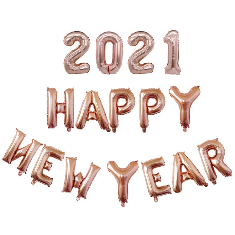 Balloons Rose Gold Silver Number Foil Baloons Happy Year Letter Foil Balloon DIY for Xmas Christmas Party Decoration: A01